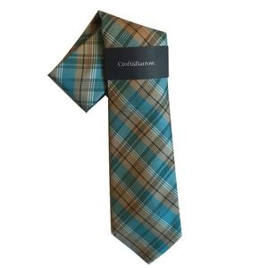 Croft & Barrow Silver/Blue Micah Plaid Tie